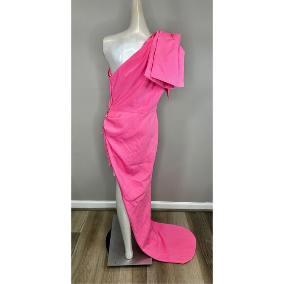 NWT Bronx And Banco Stella One Shoulder Bridal Gown Baby Pink Size 10 $695 - Picture 7 of 10